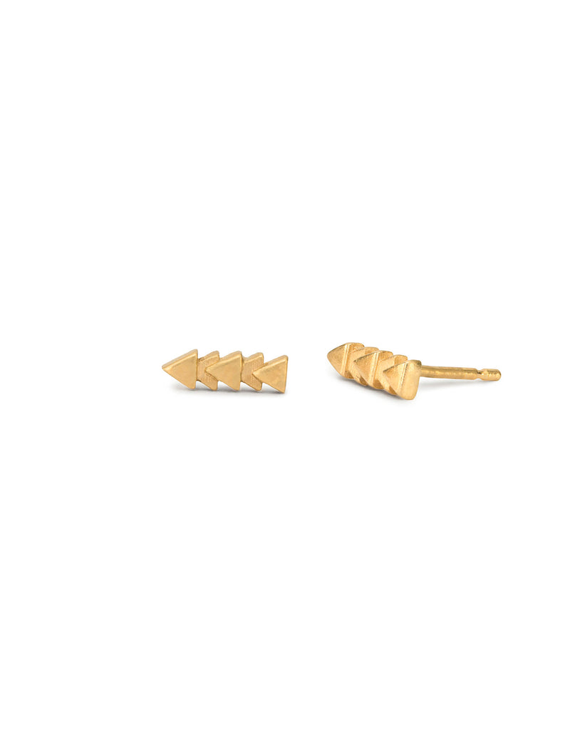 gold tri line studs by May Hofman Jewellery 